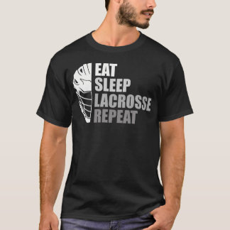 T-shirt Manger Dormir Lacrosse Répéter Drôle Lacrosse