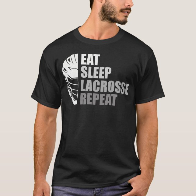T-shirt Manger Dormir Lacrosse Répéter Drôle Lacrosse (Devant)