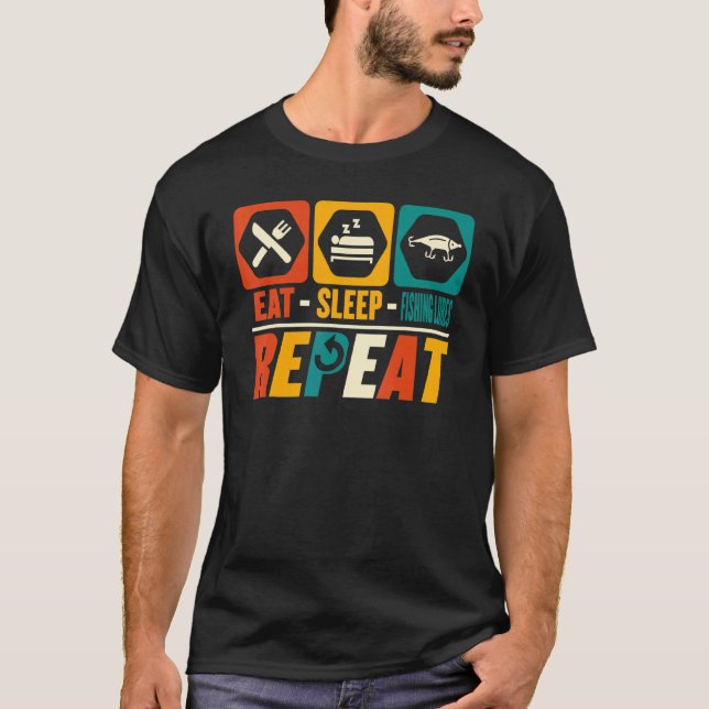 T-shirt Manger Dormir Leurres de Pêche Répéter  Pêcheur  A (Devant)