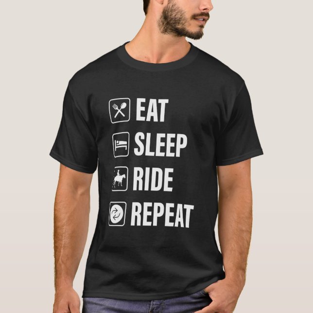 T-shirt Manger Dormir Monter à Cheval Répéter, Aimer Monte (Devant)