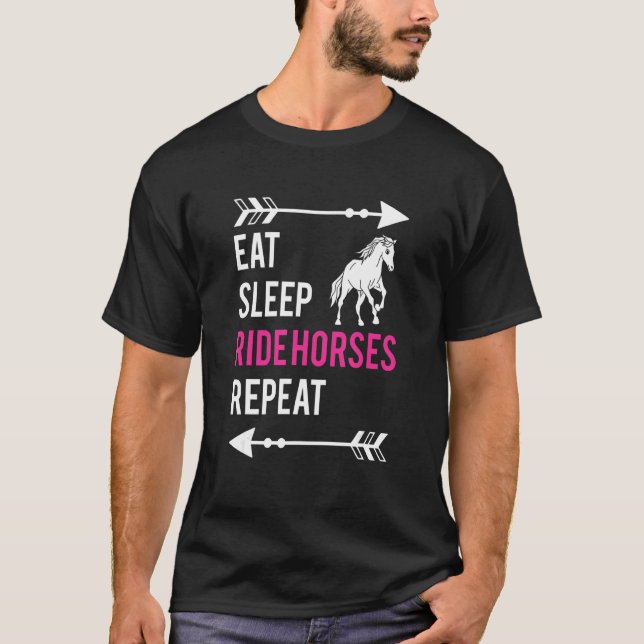 T-shirt Manger Dormir Monter Chevaux Répéter Vaulting Éque (Devant)