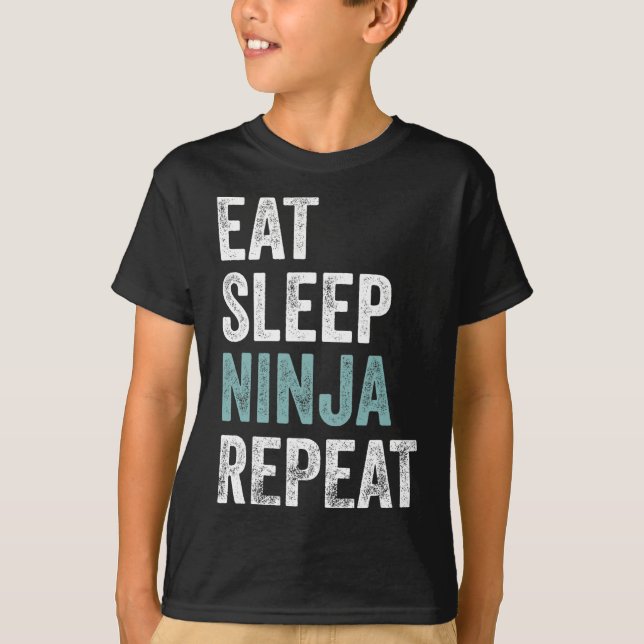 T-shirt Manger Dormir Ninja Répéter Drôle Karaté Tenue Nin (Devant)