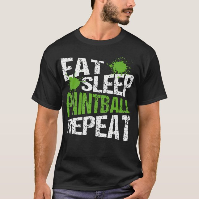 T-shirt Manger Dormir Paintball Drôle (Devant)