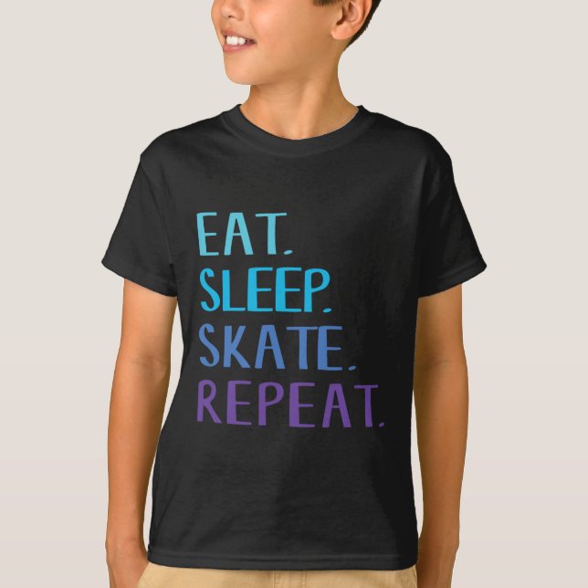 T-shirt Manger Dormir Patiner Répéter - Tee pour patinage  (Devant)