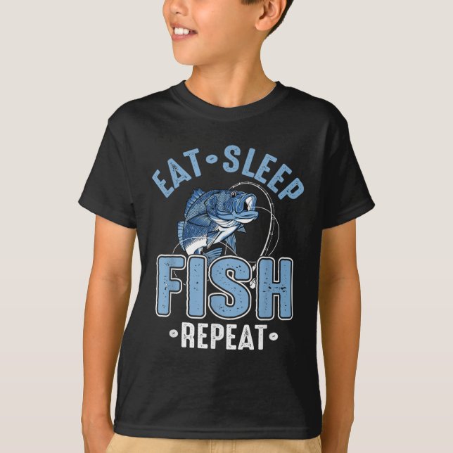 T-shirt Manger Dormir Pêche Répéter  (Devant)