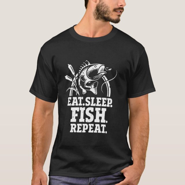 T-shirt Manger Dormir Pêche Répéter 1 (Devant)