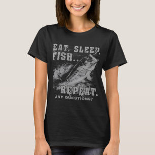 T-shirt Manger Dormir Pêche Répéter Drôle De Pêche Pêcheur
