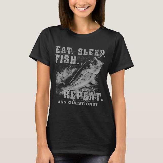 T-shirt Manger Dormir Pêche Répéter Drôle De Pêche Pêcheur (Devant)