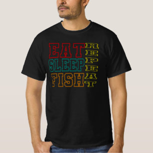 T-shirt Manger Dormir Pêche Répéter Hommes