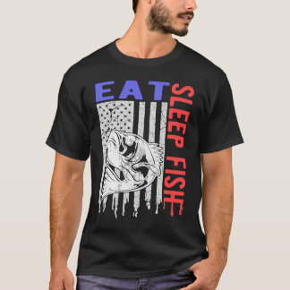 T-shirt Manger, Dormir, Pêcher, Pêche de Style Vintage pou