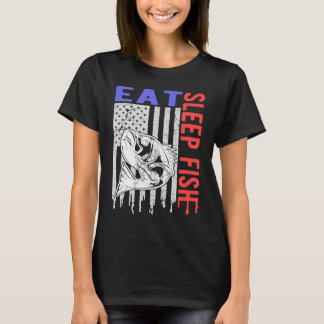 T-shirt Manger, Dormir, Pêcher, Pêche de Style Vintage pou