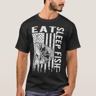 T-shirt Manger, Dormir, Pêcher, Style Vintage Drôle Cadeau