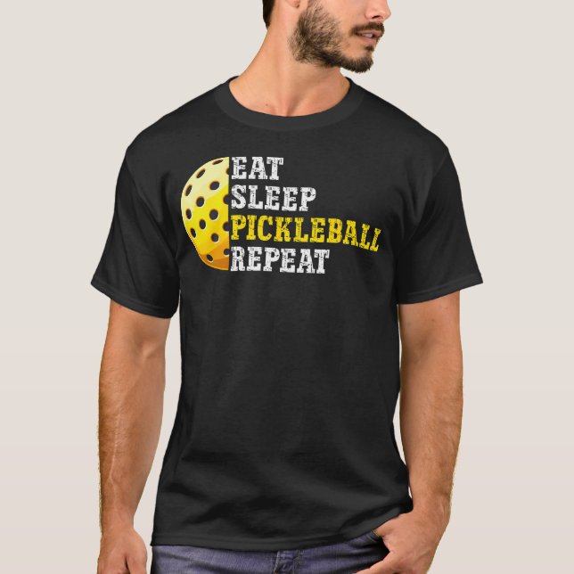 T-shirt Manger Dormir Pickleball Répéter Drôle Pickleball  (Devant)