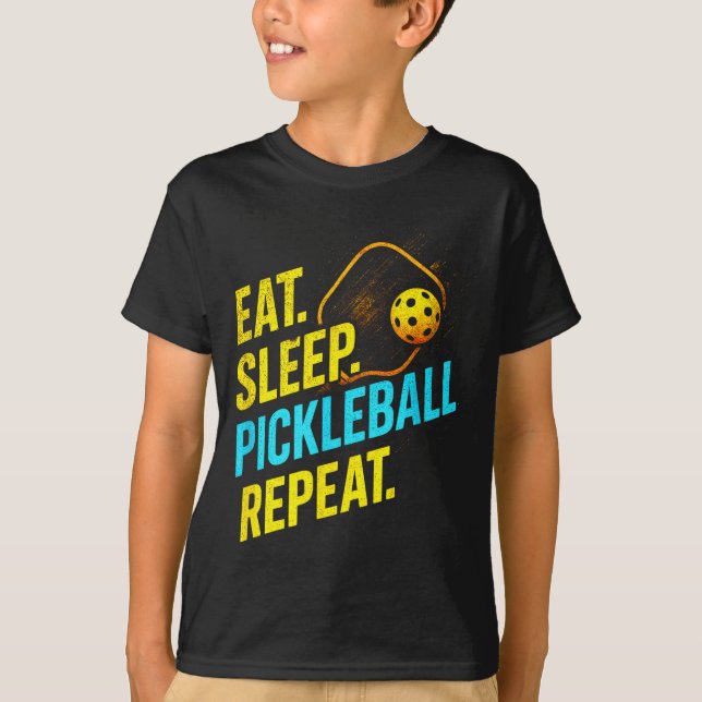 T-shirt Manger dormir pickleball répéter - drôles de joueu (Devant)