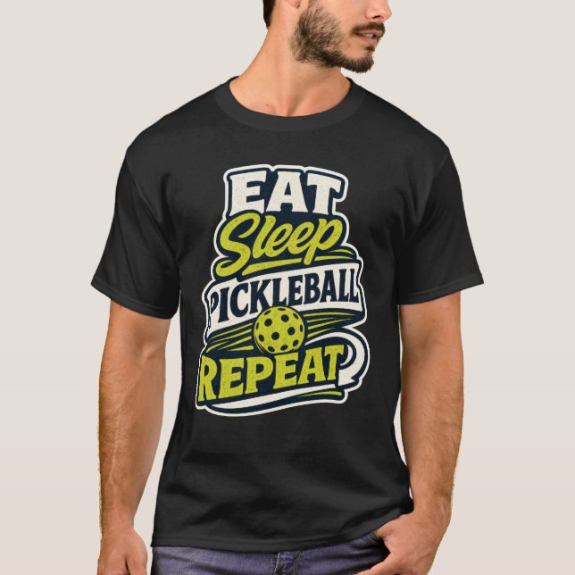 T-shirt Manger Dormir Pickleball Répéter Rétro (Devant)
