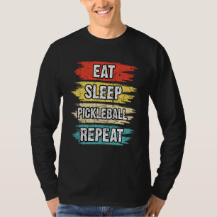 T-shirt Manger Dormir Pickleball Répéter Rétro Vintage 8