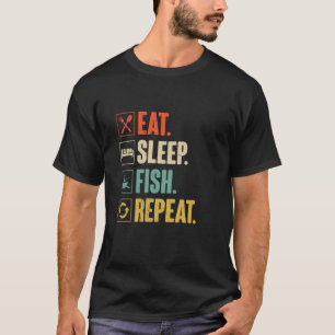 T-shirt Manger Dormir Poisson Répéter Drôle De Pêche Pêche