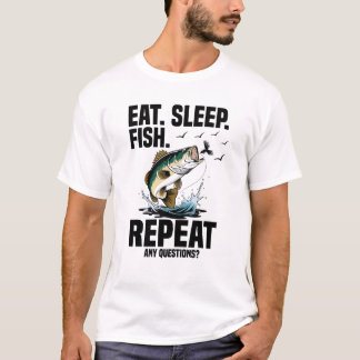 T-shirt Manger dormir poisson répéter toutes questions