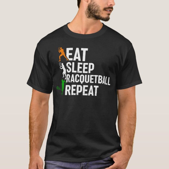 T-shirt Manger Dormir Raquette à main Répéter - (Devant)