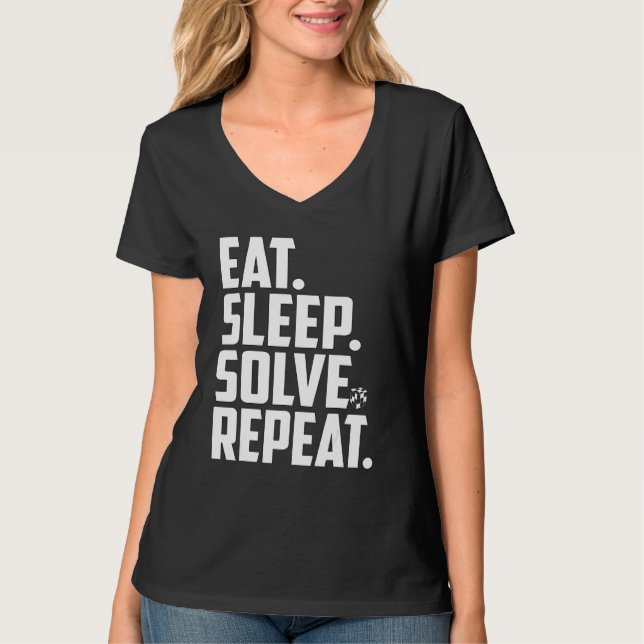 T-shirt Manger Dormir Résoudre Répéter Vitesse Cube Cube C (Devant)