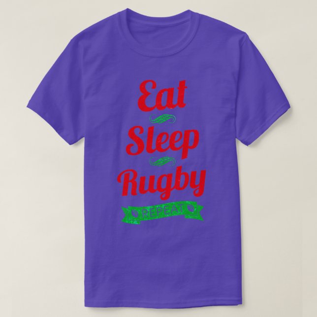 T-shirt Manger Dormir Rugby Répéter Manches Longues  (Design devant)