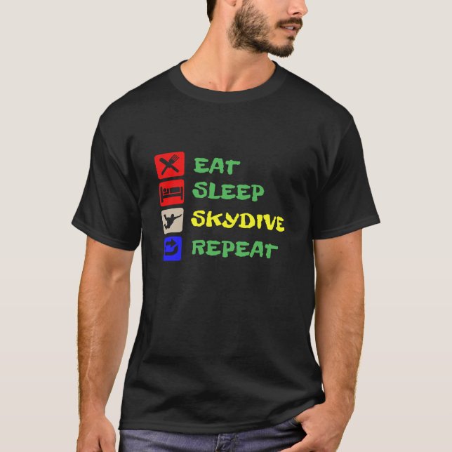 T-SHIRT MANGER DORMIR SAUTER EN PARACHUTE (Devant)