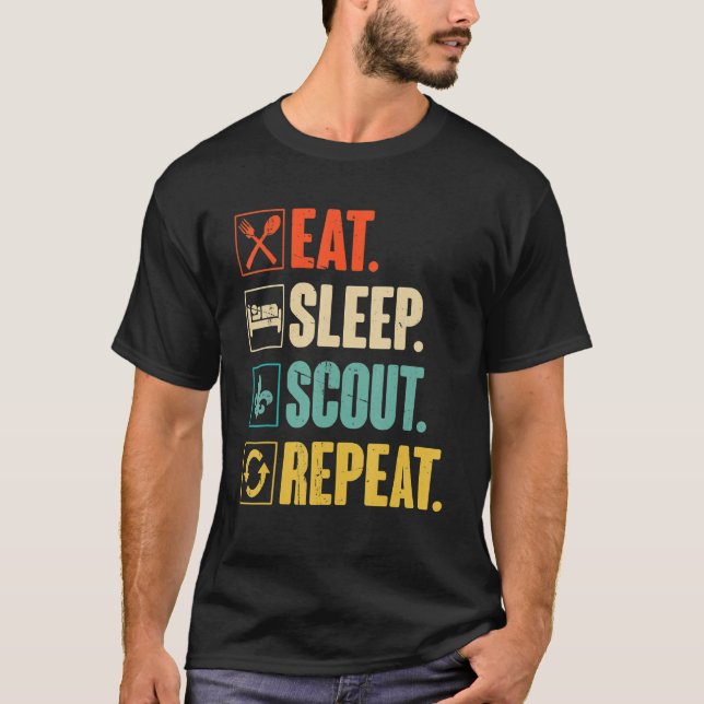 T-shirt Manger Dormir Scout Répéter  Scoutisme (Devant)