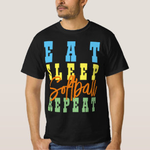 T-SHIRT MANGER DORMIR SOFTBALL RÉPÉTER