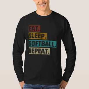 T-shirt Manger Dormir Softball Répéter Rétro Vintage Soft