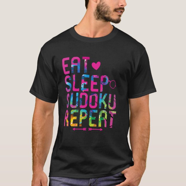 T-shirt Manger Dormir Sudoku Répéter Drôle Motivation Puzz (Devant)