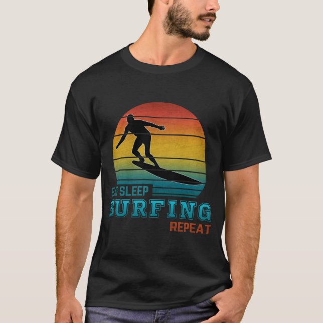 T-shirt Manger Dormir Surf Répéter Sac à dos Port Authorit (Devant)