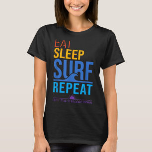T-shirt Manger dormir surfer répéter couleurs rétro du cou