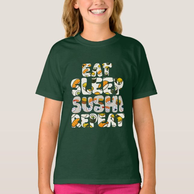 T-shirt manger dormir sushi répéter design (Devant)
