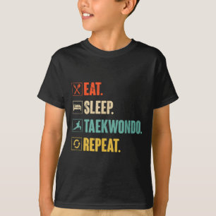 T-shirt Manger Dormir Taekwondo Répéter Rétro Vintage Taek