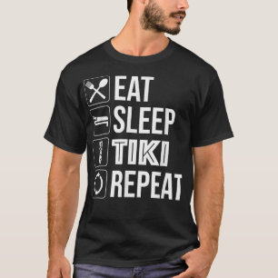 T-shirt Manger Dormir Tiki Répéter Drôle Tiki Bar Hawaïen