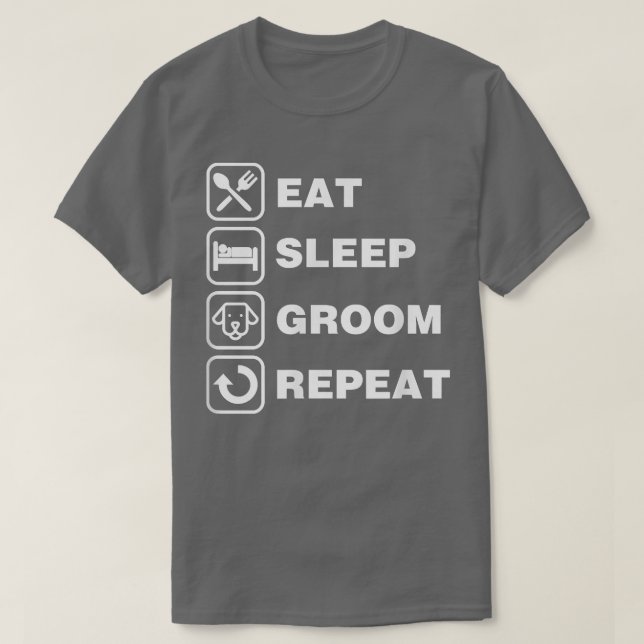 T-shirt Manger Dormir Toilettage Répéter Drôle Mignon Anim (Design devant)