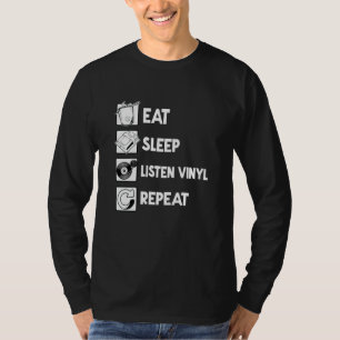 T-shirt Manger Dormir Vinyl Répéter Fun Vinyl Record Mus