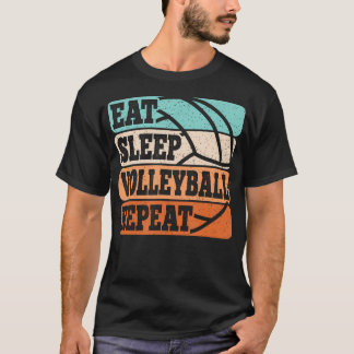 T-shirt Manger Dormir Volleyball Répéter Drôle Rétro Volle