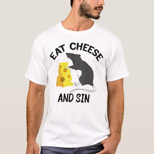 T-shirt Manger du fromage et pécher  (Devant)