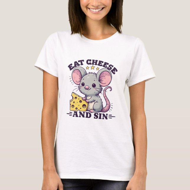 T-shirt Manger du fromage et pécher (Devant)