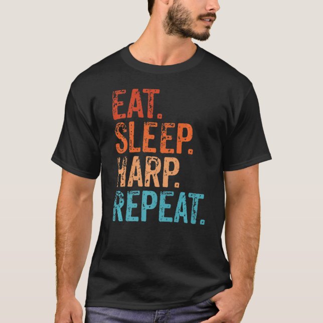 T-shirt Manger Harpe de sommeil Répéter Harpist Harp Lecte (Devant)