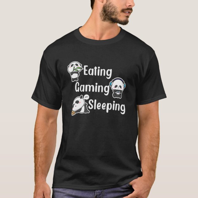 T-shirt Manger Jeu couché Panda Ours Bambou Jeu G (Devant)