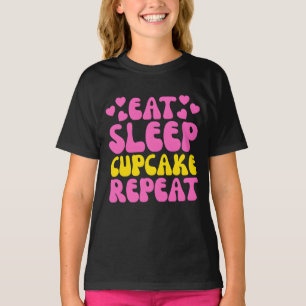 T-shirt manger le cupcake de sommeil répéter
