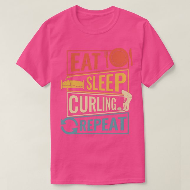 T-shirt manger le curling de sommeil répéter 13 (Design devant)