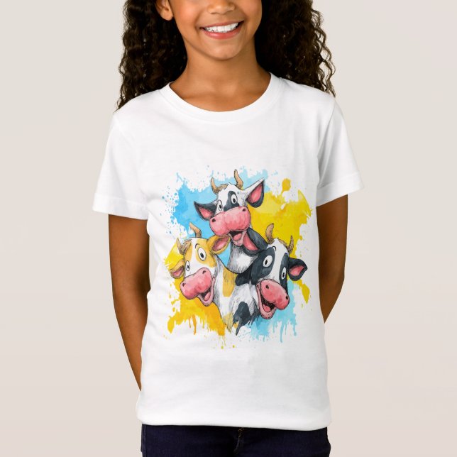 T-Shirt Manger, Moo, Amour : Drôle Conception Vache (Devant)