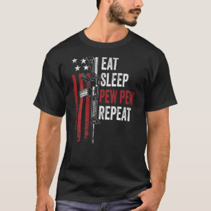 T-shirt Manger Pew Sleep Répéter Ar15 Gun Drapeau Sur Le D
