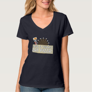 T-shirt Manger Pizza Funny Végétarien mignon dinde de Noël