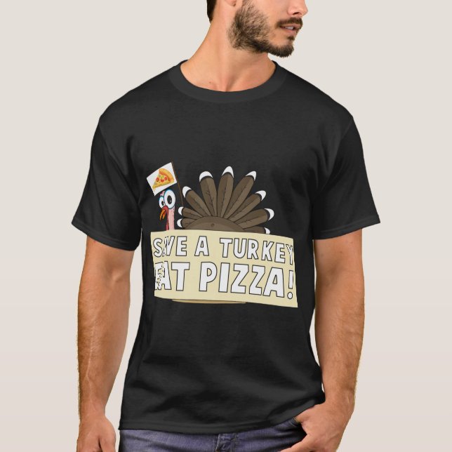 T-shirt Manger Pizza Funny Végétarien mignon dinde de Noël (Devant)