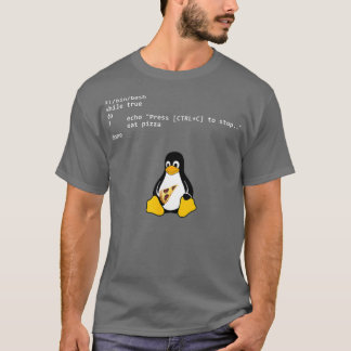 T-shirt Manger Pizza Tu Loop Linu Geek Nerd Penguin
