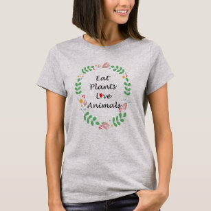 T-shirt manger plante amour animaux végétalien acier léger